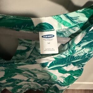 Old Navy Tropical Green Print Blouse